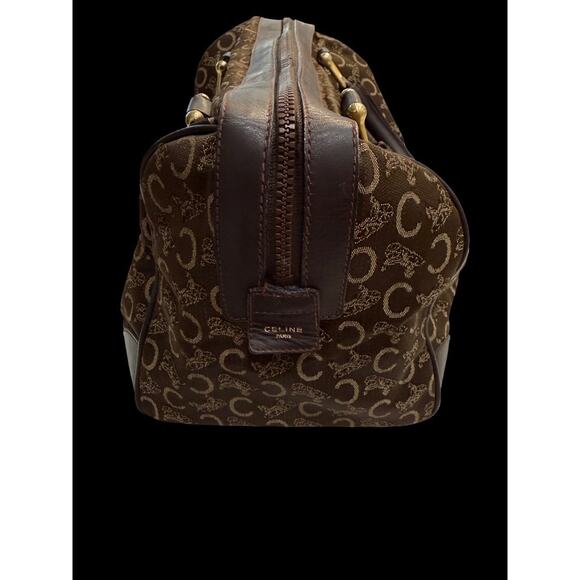 CELINE Vintage Macadam Sulky Boston Bag Brown Canvas Leather Purse | COA - Picture 6 of 16